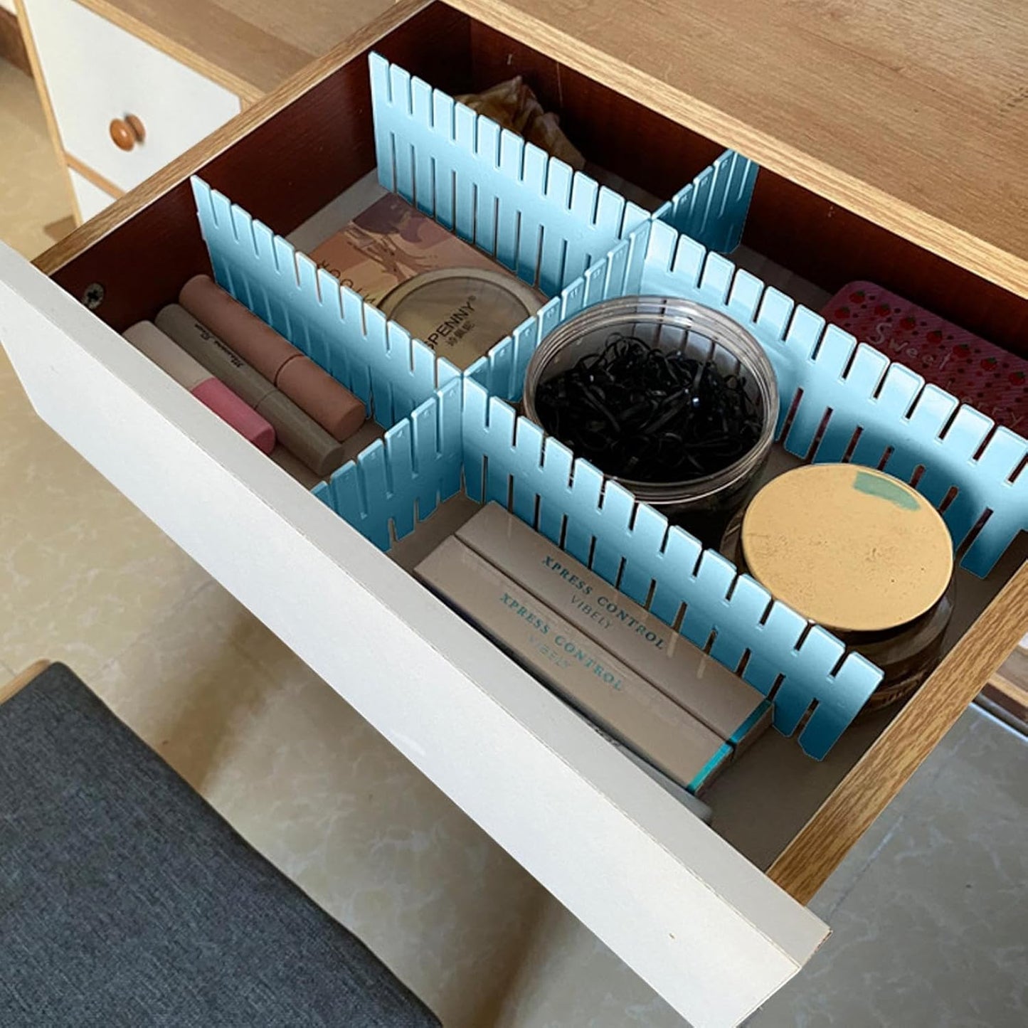 Séparateur de Tiroir - AdjustableDivider™ - Bleu - Mon Bureau pro Zen