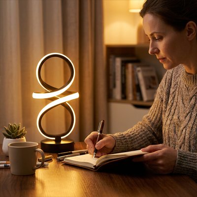Femme écrit sous Lampe de bureau en spirale 3000K