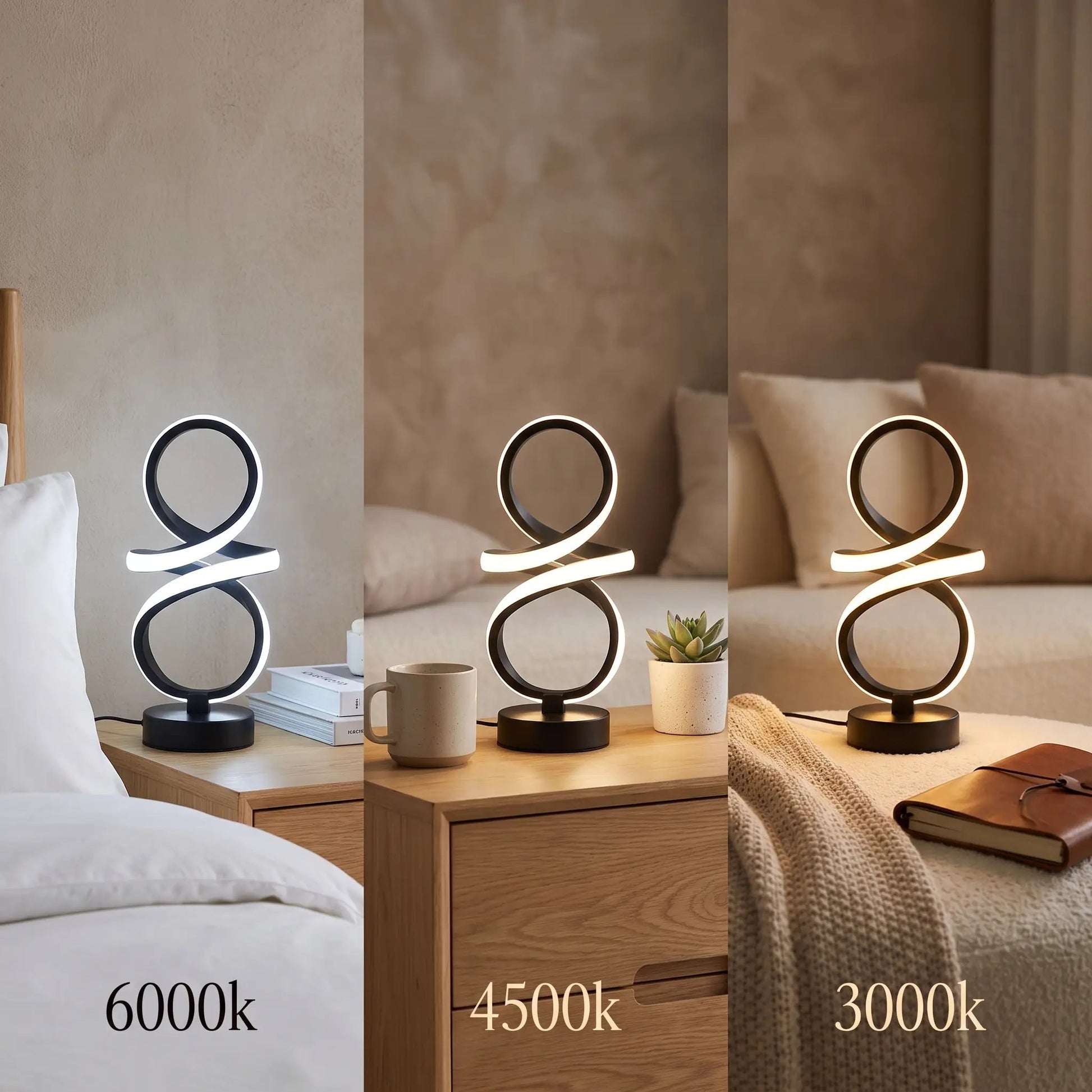 lampe bureau spirale trois couleurs