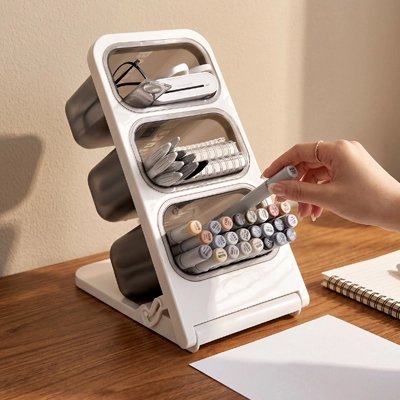 main depose crayon dans Organisateur de bureau