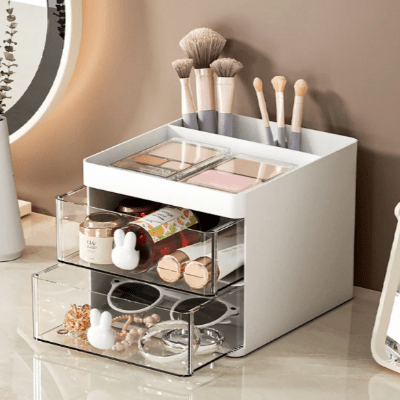 organisateur bureau multifonction blanc ouvert