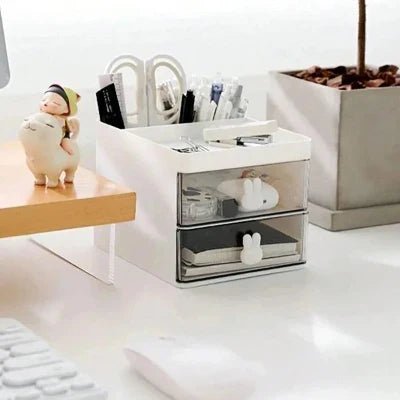 organisateur bureau multifonction blanc sur bureau