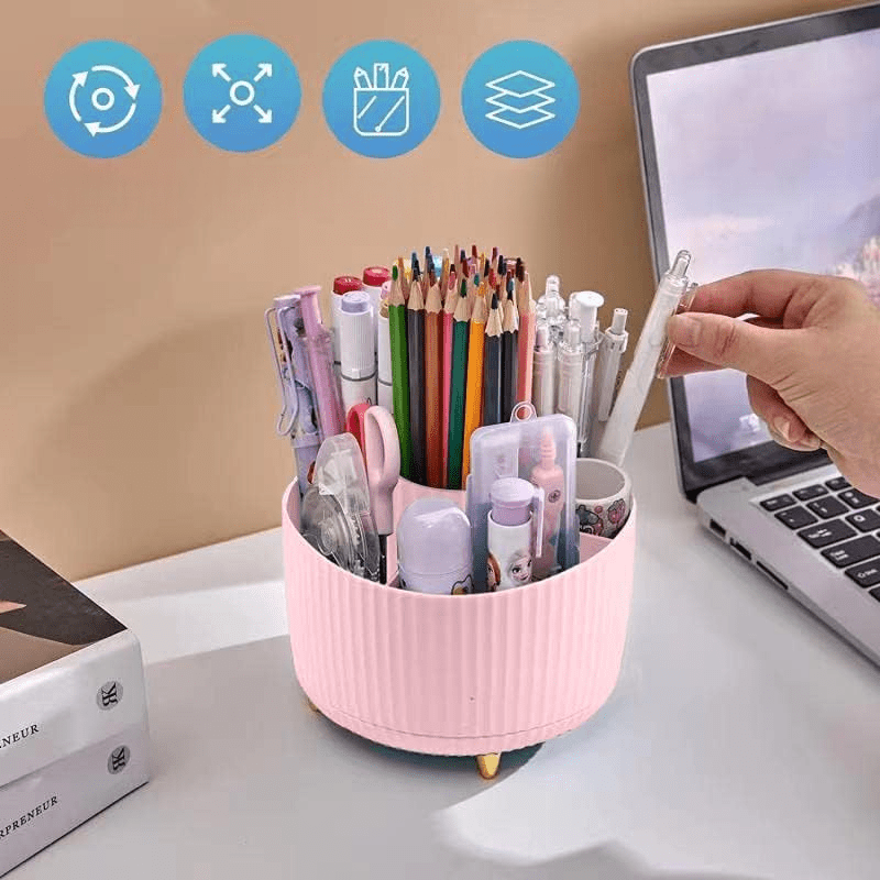 organisateur bureau rose main prend crayon
