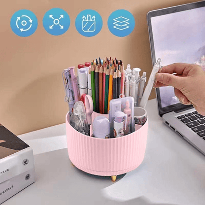 organisateur bureau rose main prend crayon