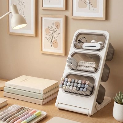 Organisateur de bureau sur espace de travail bien range