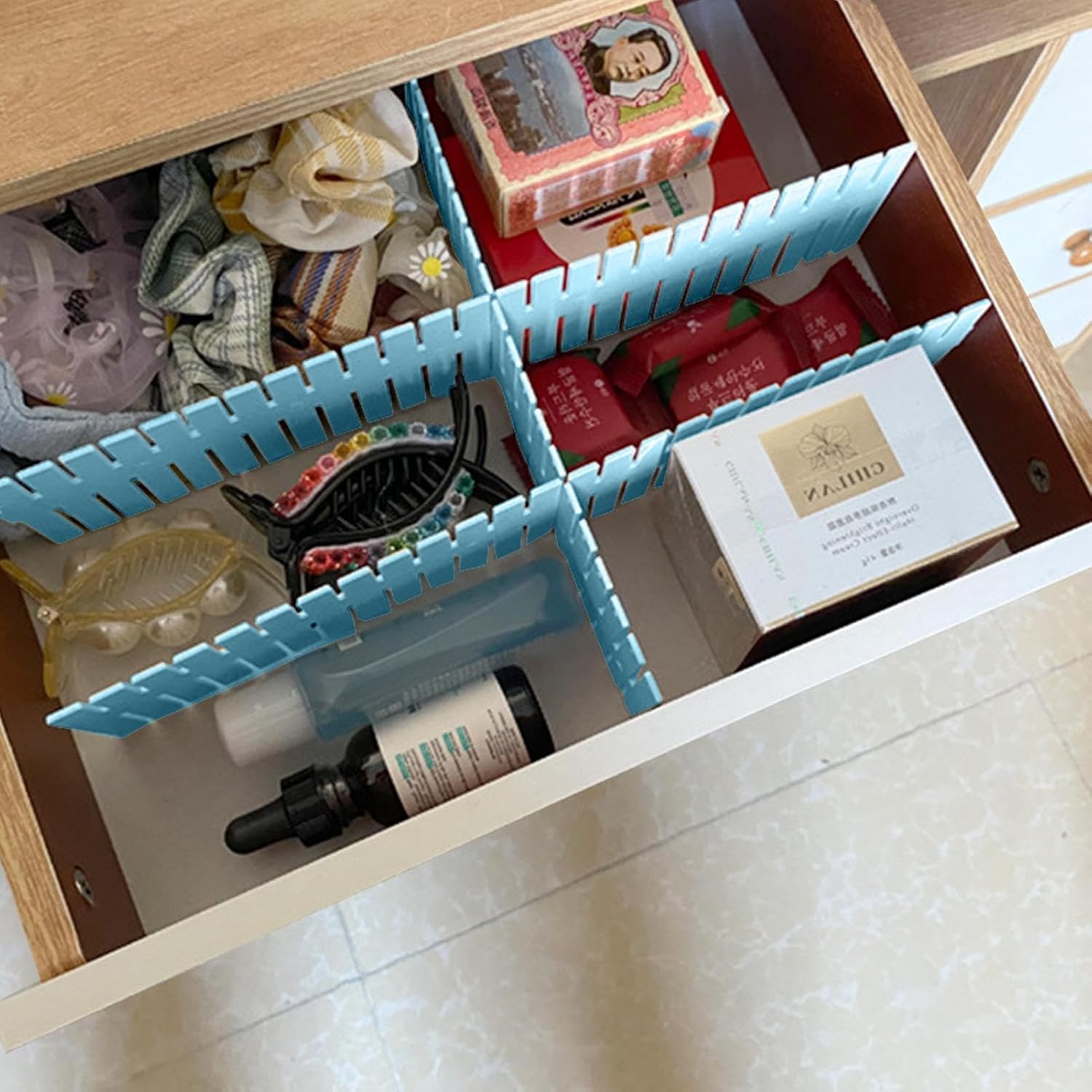 Séparateur de Tiroir - AdjustableDivider™ - Bleu - Mon Bureau pro Zen