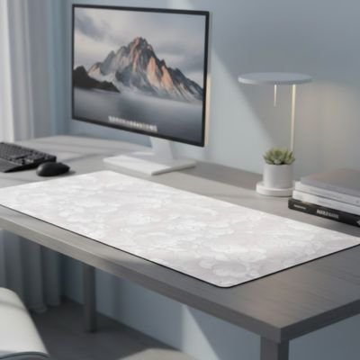 Sous main bureau avec motif nuage japonais beige sur bureau