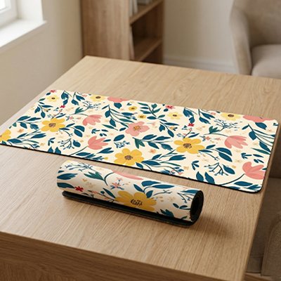 Sous main bureau motif fleur couleur
