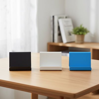 Support de telephone noir blanc bleu