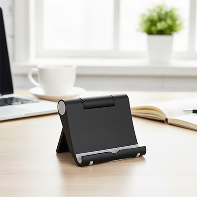 support telephone bureau universel noir