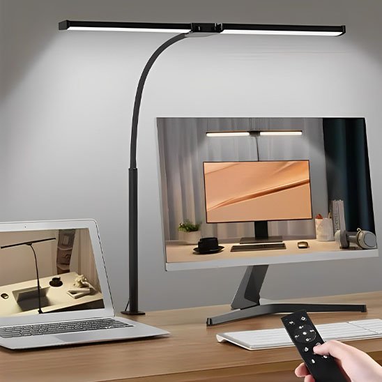 télécommande allume Lampe de bureau LED a clip noir espace de travail