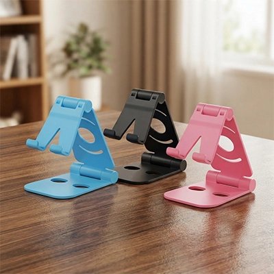 trois Support telephone bleu noir rose